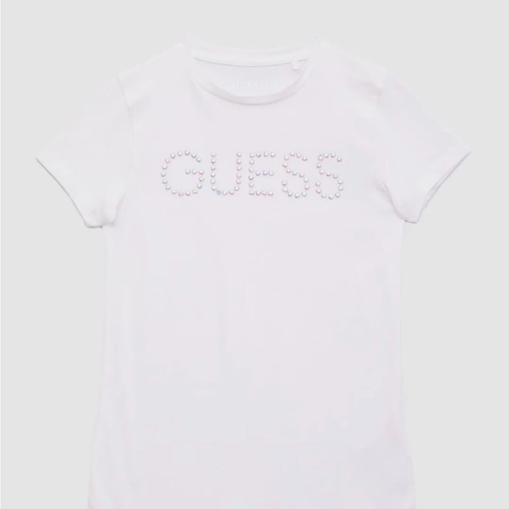Guess White Short Sleeve Tee with Stud Logo. NWT size 14